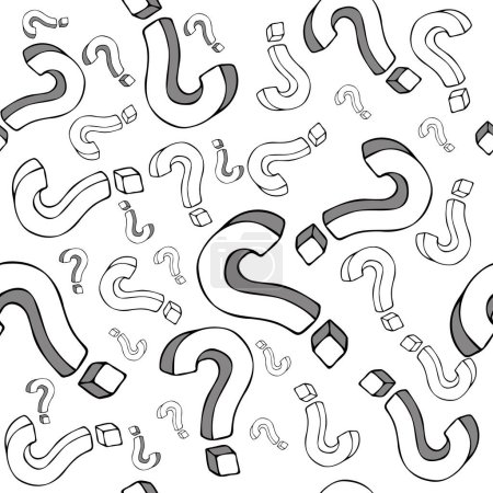 Illustration for Question mark seamless pattern, for printing on textile or wrapping material, packaging. - Royalty Free Image