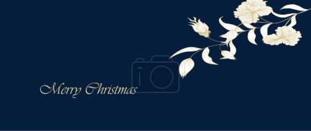 Illustration for Floral background with New Year Christmas greeting. Hand drawing, floral decor - Royalty Free Image