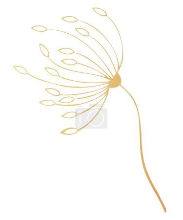 Illustration for A flower, a branch of gold leaf - Royalty Free Image