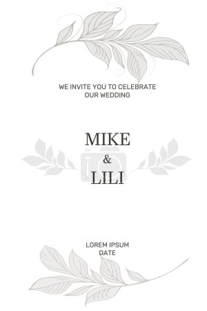 Illustration for Invitation template for a wedding, anniversary, holiday. With elements of natural decor, it will successfully complement your style. - Royalty Free Image
