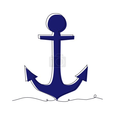 Anchor. One solid line. Hand drawn. Vector