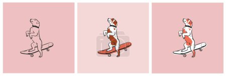 Ilustración de Colección gráfica abstracta vectorial dibujada a mano con diversos personajes divertidos de perros de dibujos animados divertidos.Vector ilustración de dibujos animados divertidos perros de diferentes razas en estilo plano de moda. Línea perro icono - Imagen libre de derechos
