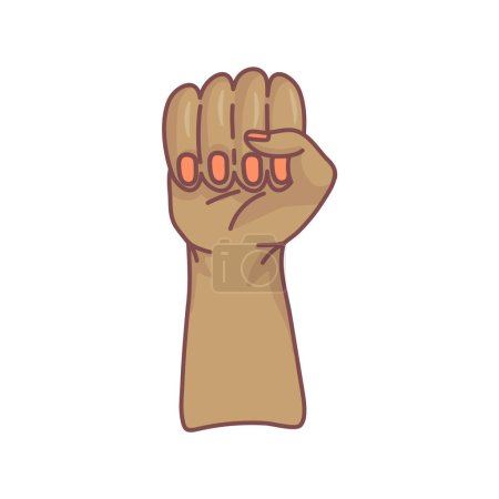 Illustration for Clenched fist in doodle style symbol of feminism - Royalty Free Image