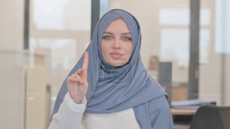 Portrait of Disliking Arab Woman Rejecting Idea