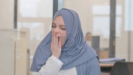 Portrait of Yawning Tired Arab Woman Need Sleep