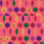 Vector multicoloured trees with pink background repeating pattern background. Perfect for fabric, scrapbooking, and wallpaper projects. Vector illustration