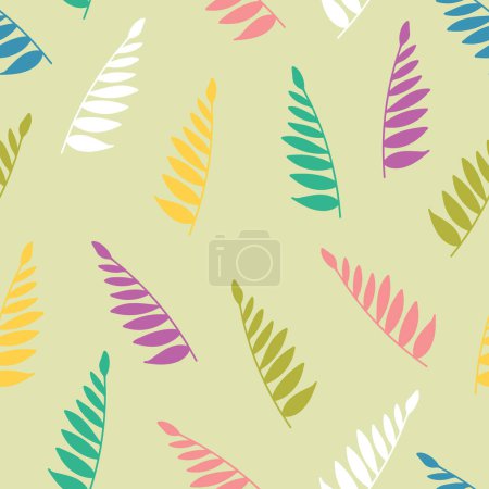 Vector abstract multicolour tropic leaves repeating pattern background. Perfect for fabric, scrapbooking, and wallpaper projects. Vector illustration