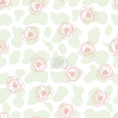 Illustration for Vector abstract pastel peony repeating pattern background. Perfect for fabric, scrapbooking, and wallpaper projects. Vector illustration - Royalty Free Image