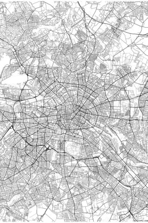 Berlin Germany City Monochrome Black and White Minimalist Street Road Aesthetic Decoration Map