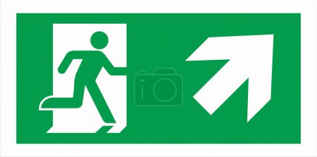Illustration for Emergency Escape Sign Symbols Exit routes In Compliance with International Way guidance NFPA 170 Up Right - Royalty Free Image