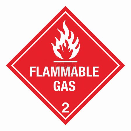 Ilustración de Clase 2 Peligroso PELIGRO Etiqueta de material Gas inflamable - Imagen libre de derechos