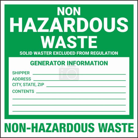 Illustration for Container Hazardous Standard Label Marking Non Hazardous Waste Gree - Royalty Free Image