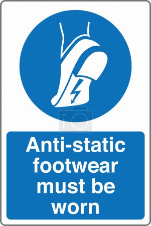 Ilustración de Seguridad Aviso obligatorio Señal de marcado Normas de la etiqueta Calzado antiestático debe ser usado - Imagen libre de derechos