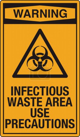 Illustration for OSHA Safety Sign Marking Label Pictogram Standards Warning Infectious Waste Area Use Precautions With Symbol Portrait - Royalty Free Image