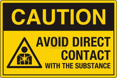 Illustration for OSHA Safety Sign Marking Label Pictogram Standards Caution Substance or mixture presenting a health hazard avoid direct contact with the substance With Symbol - Royalty Free Image