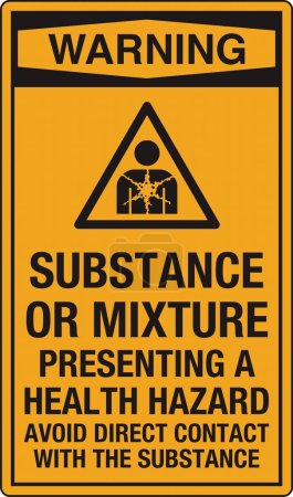 Illustration for OSHA Safety Sign Marking Label Pictogram Standards Warning Substance or mixture presenting a health hazard avoid direct contact with the substance With Symbol Portrait - Royalty Free Image
