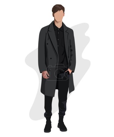Illustration for Stylish man. Cartoon male characters. Men in fashion clothes. Flat style vector illustration. - Royalty Free Image