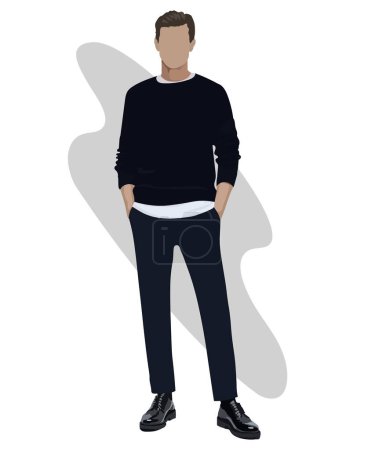 Stylish man in a flat style on an interesting background. Fashion guy vector illustration.