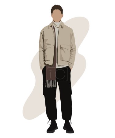 Stylish man in flat style vector illustration. A trendy guy with an interesting background.