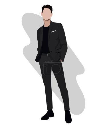 Stylish male businessman in a business suit on an interesting background cartoon male characters. Men in fashion clothes.
