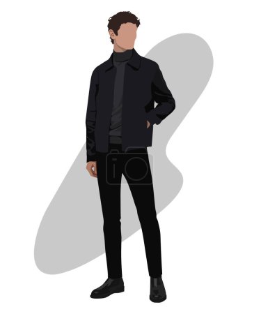 Illustration for Stylish man. Cartoon male characters. Men in fashion clothes. Flat style vector illustration. - Royalty Free Image
