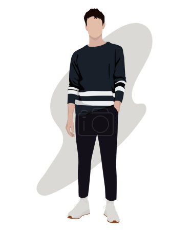 Stylish man. Cartoon male characters. Men in fashion clothes. Flat style vector illustration.