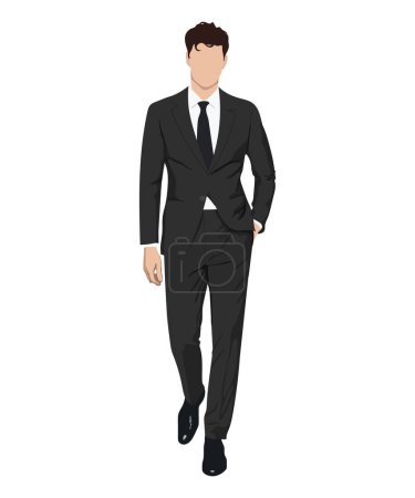 Ilustración de A man in a business suit on a white background. Vector illustration in flat style - Imagen libre de derechos