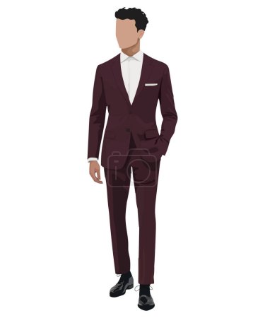 Téléchargez les illustrations : A man in a business suit on a white background. Vector illustration in flat style - en licence libre de droit