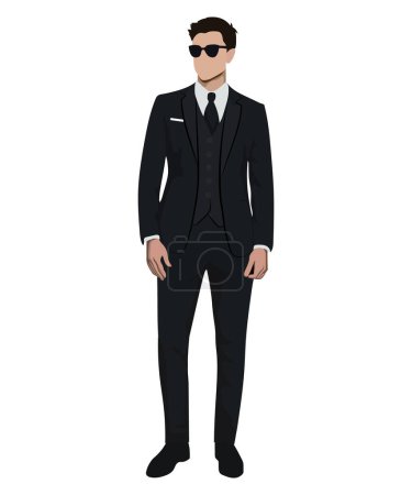 Téléchargez les illustrations : A man in a business suit on a white background. Vector illustration in flat style - en licence libre de droit