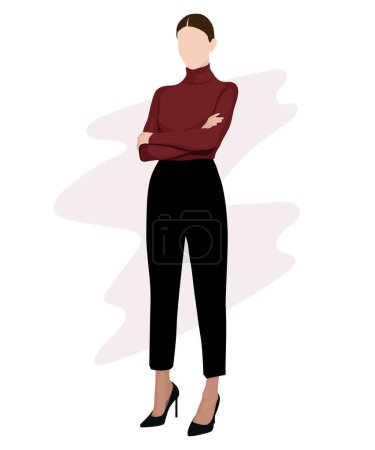 Illustration for A very beautiful and stylish girl in business and fashionable clothes against an interesting background. Vector illustration - Royalty Free Image