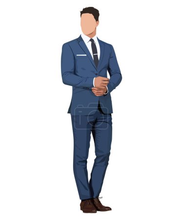 Illustrazione per A man in a business suit on a white background. Vector illustration in flat style - Immagini Royalty Free