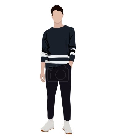 Stylish man in fashionable clothes on a white background. Vector illustration