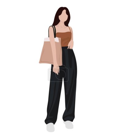 Ilustración de Chica de moda en ropa elegante, ilustración vectorial sobre un fondo blanco - Imagen libre de derechos