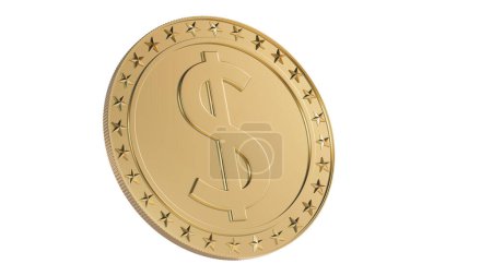 Gold big coin isolated on white background 3D illustration.
