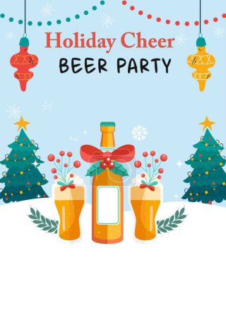 Téléchargez les photos : Fête de Noël invitation carte de vœux blanc modèle alcool bière partie cocktail - en image libre de droit