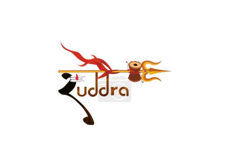 Téléchargez les photos : Rudra name logo with extra d according to numerology with Lord shiva elements - en image libre de droit