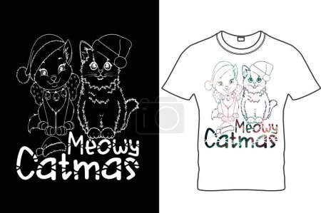 Photo for Meowy Catmas Christmas Funny Cat T-shirt Design Christmas Shirt Funny Cat T-Shirt Tee Kitten Lover T-Shirt T Top Kids Women Ladies Kitty Birthday Gift Present Adoption Crazy Cat Lady Meow. - Royalty Free Image