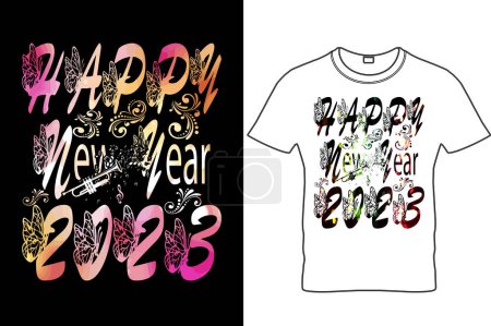 Ilustración de Feliz Año Nuevo 2023 Retro T-Shirt Design, Diseño de Año Nuevo, Equipo de Año Nuevo, Diseño de camisetas de Año Nuevo Feliz, Camiseta de Año Nuevo Feliz, Camiseta de Fuegos Artificiales de Año Nuevo, Regalo de Año Nuevo, Camiseta de Año Nuevo Feliz, Camiseta de Año Nuevo. - Imagen libre de derechos