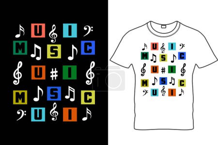 Illustration for Music T-shirt Design, Musician T-Shirts  Music Slogan Shirt  Music T-Shirt  Music Lover Shirt. - Royalty Free Image