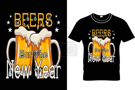 Ilustración de Beers to the New Year T-Shirt Design, Happy New Year Shirt, Camisetas de fiesta de año nuevo para hombres y mujeres, Funny Drinking Shirt for Men, Vibras de Año Nuevo, Camisetas de fiesta, 2023 New Year Shirt. - Imagen libre de derechos