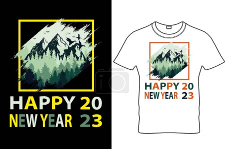 Ilustración de Feliz Año Nuevo 2023 T-Shirt Design, Camiseta de Año Nuevo Feliz, Camiseta de Año Nuevo Divertida, Camiseta de Año Nuevo Feliz, Regalo de Año Nuevo. - Imagen libre de derechos