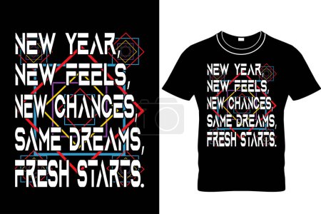 Ilustración de Diseño de la camiseta de la tipografía del año nuevo, camisa feliz del año nuevo, camisa de Año Nuevo, regalo de año nuevo. - Imagen libre de derechos