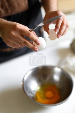 Photo for Confectioner prepares a cake, ingredients, cake preparation, step-by-step process. High quality photo - Royalty Free Image