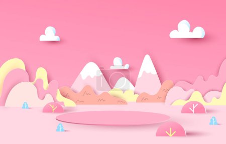 Illustration for Podium for placing products. pink background - Royalty Free Image