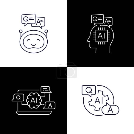 Ilustración de Iconos de IA, respuesta de preguntas de IA, preguntas y respuestas con iconos de IA, respuesta de preguntas con IA, respuesta de preguntas con IA - Imagen libre de derechos