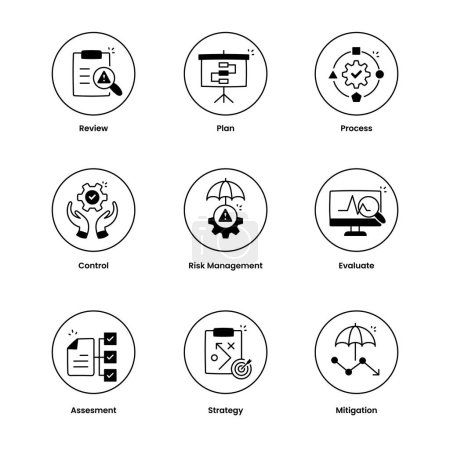 Business Risk Management. Modern Flat Line Icons with Editable Stroke.