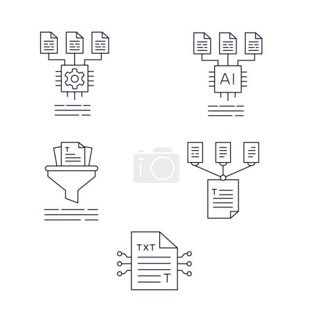 Illustration for AI icons, AI question answering, Q&A with AI icons, Question answering with AI, AI-powered question answering - Royalty Free Image