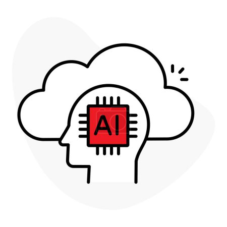 Ilustración de Cloud Computing with AI Icon - Ilustra el concepto de cloud computing e inteligencia artificial. - Imagen libre de derechos