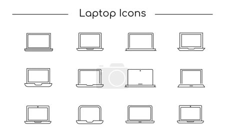 Collection de conceptions d'icône d'ordinateur portable pour les appareils numériques et l'icône de silhouette d'ordinateur portable d'affaires dans le style dégradé.
