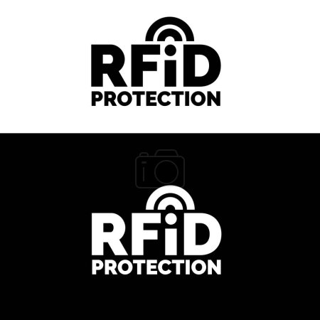 Illustration for RFID Protection Symbol. Secure Data Shield. Vector Icon. Editable. - Royalty Free Image
